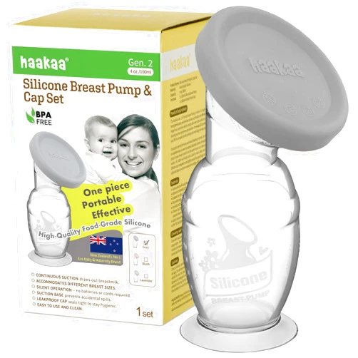 Haakaa Manual Breast Pump with Base 4 Fl Oz/100ml+Lid