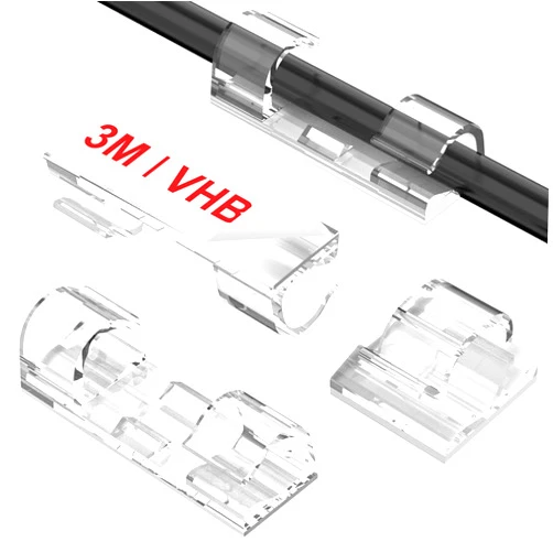 TidyHelper Adhesive Cable Clips Clear (40PCS, M), Upgraded Wire Holders for Wall, Strong Cord Organizer Under Desk, Car, PC, Christmas Light Indoor/Outdoor