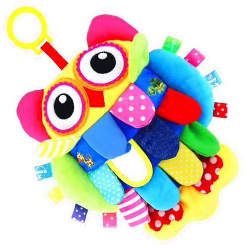 teytoy My First Baby Toys-Who Do You See, Baby Crinkle Activity and Teething Toy with Multi-Sensory Rattle and Textures, Owl