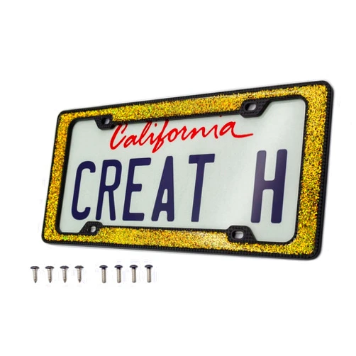 Creathome 3D Shining and Neon License Plate Frame from Pure Zinc Alloy Metal Per
