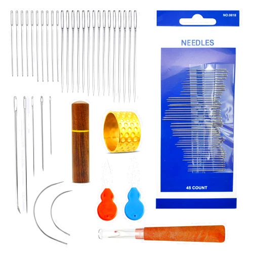 ZooviHyvi 77 PCS Hand Sewing Needles, Large Eye Needles for Hand Sewing, Leather Sewing Needles with Wooden Needle Case for Stitching Crafting Projects and Hand Embroidery Needles Sewing