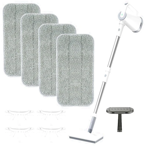 LOVECO Microfiber Steam Mop Pads Compatible with FEPPO, FODFINU & Seyola Steam Mop Cleaner - Washable and Reusable Steam Cleaner Pads for Floor Cleaning (4 Mop Pads + 4 Ironing Rags)