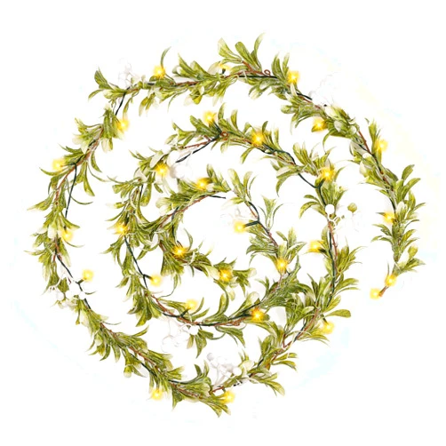 Homdat Mothers Day Artificial Vine with Fairy Lights Battery Operated, 9.19ft/110in LED Green Garland for Table with Remote, Leaf Lights for Bedroom, Room, Wall, Garden, Party, Wedding Decor