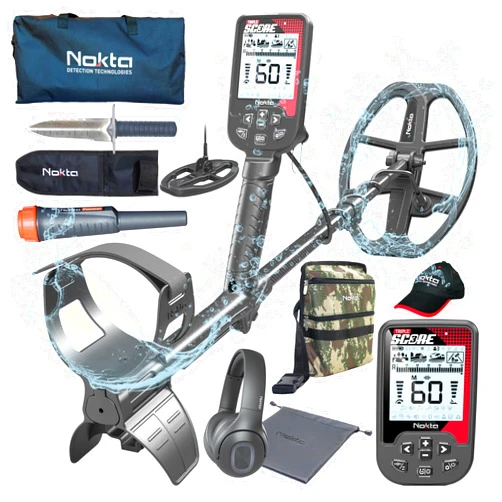 Nokta DETECTION TECHNOLOGIES Nokta Triple Score PRO Pack Metal Detector Kit Seasoned Hunter Pack (Pointer,Digger,Carrying Case,Cap) Professional Set for Adults Waterproof Multi-Frequency Detectors for Treasure Hunting