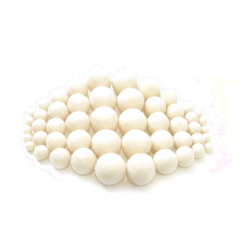 Glaciart One Wool Felt Balls, Felt Ball (50 Pieces) Mixed Sizes from 1 to 3 Centimeters, Handmade Felted Pure White Color - Bulk Small Puff for Felting and Garland
