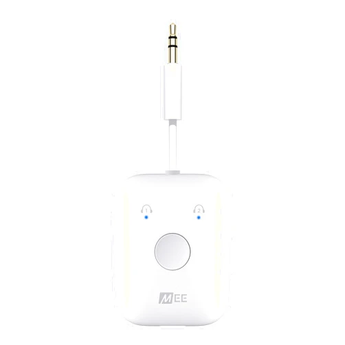 MEE audio Connect Air in-Flight Bluetooth Wireless Audio Transmitter Adapter for up to 2 AirPods / Other Headphones; Works with All 3.5mm Aux Jacks on Airplanes, Gym Equipment, TVs, & Gaming Consoles