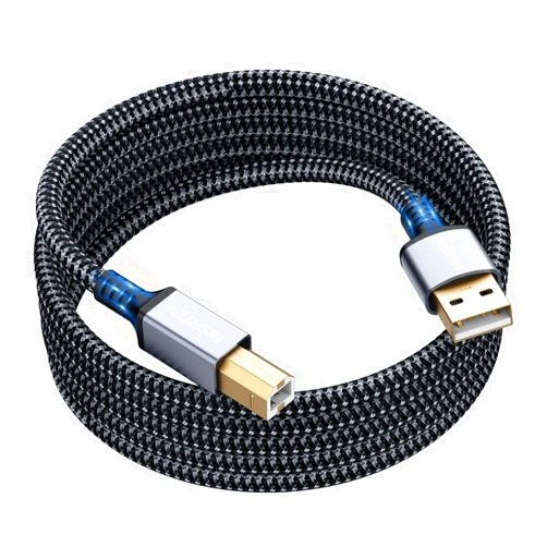 Hisatey Printer Cable 6 ft, USB Printer Cable USB 2.0 Type A Male to B Male Cable Scanner Cord High Speed Compatible with HP, Canon, Dell, Epson, Lexmark, Xerox, Samsung Printer and More