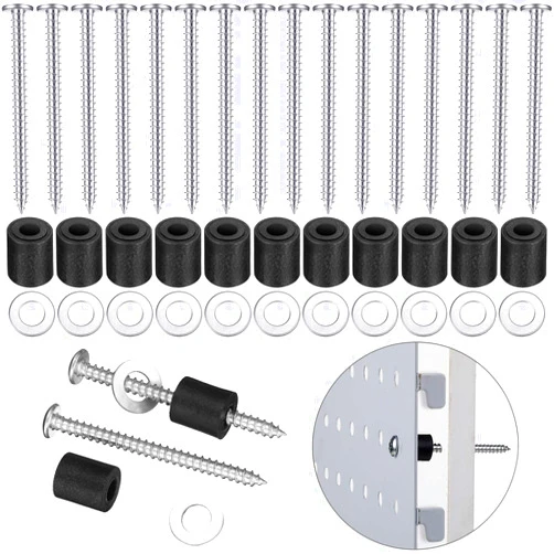 Hotop 48 Sets Pegboard Spacers Mounting Kit, Magnetic Pegboard Includes Screws, Spacers and Washers for 1/8-Inch and 1/4-Inch