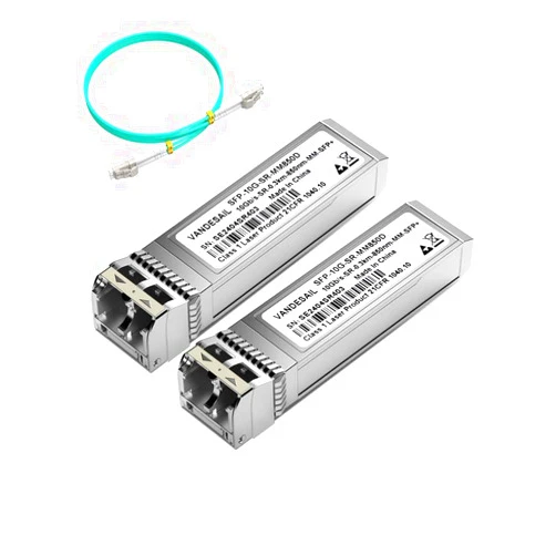 VANDESAIL 2 Pack 10GBase-SR SFP+ LC Transceiver, SFP Module Multimode 850nm SFP Transceiver 10G, up to 300 M for Cisco, Ubiquiti UniFi UF-MM-10G, Netgear etc. (with one lc to lc Fiber Cable)