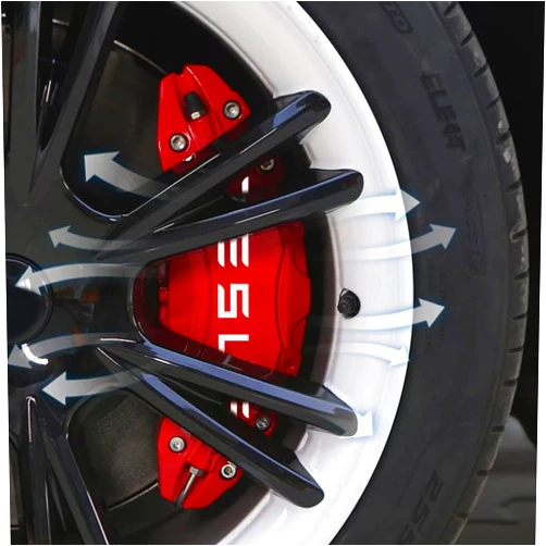 FXBSQF Caliper Covers Set of 4 Compatible with for Tesla Model 3 refresh18/19 inch Wheel Hub Front and Rear Brake Caliper Covers Caliper Black & White letter Logo included (Red)