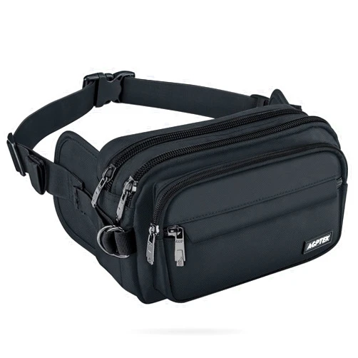 AGPTEK Fanny Pack for Women Men, RFID Large Capacity Waist Wallet Bag, Adjustable & Waterproof Bum Belt Pouch for Travel, Running, Shopping, Hiking, Dog Walking, Cycling, Climbing
