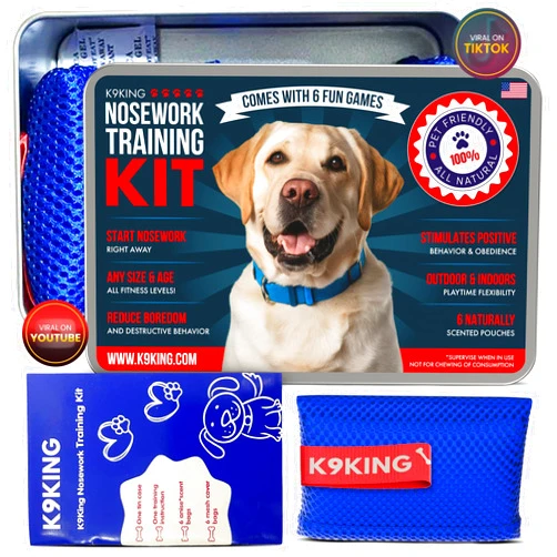 K9King Interactive Dog Scent Training Kit Fun - Nose Work for Dogs, Hide and Seek Dog Toys, Enhance Dog Brain Games, Nose Scent Work Games for All Ages Dog, Dog Scent Training Box, Scent Work Kit for Dogs