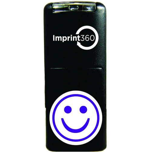Supply360 AS-IMP2020 Round Teacher Stamp - Purple Smiley FACE, Purple Ink, Durable, Light Weight Self-Inking Stamp, 5/8