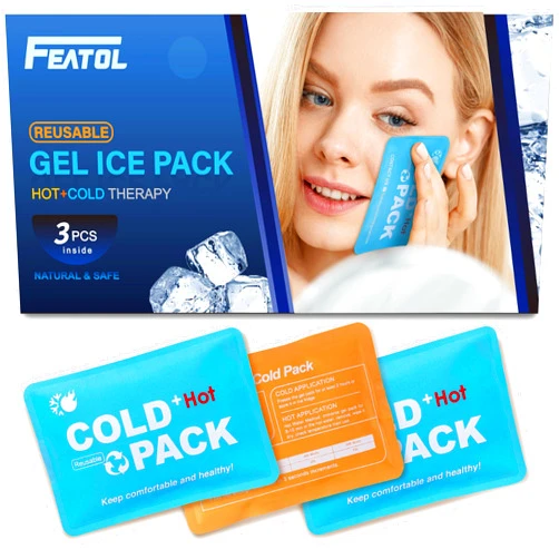 FEATOL Reusable Hot and Cold Small Gel Ice Packs for Injuries (3pcs|5