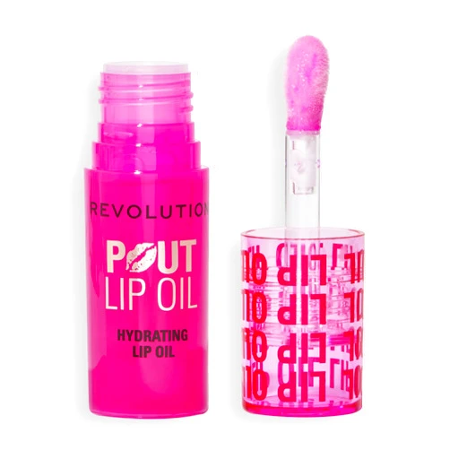 Revolution Beauty London Revolution, Pout Lip Oil, Nourishing Tinted Lip Oil, High Shine, Non-Sticky Finish, Vegan & Cruelty-Free, Raspberry Pink, 0.13 oz