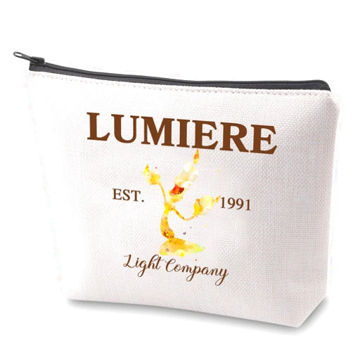 ZJXHPO Lumiere Cosmetic Bag Lumiere’s light Company Makeup Bag Cartoon Candle Survival Kit Belle Inspired Gift (Lumiere 1991)