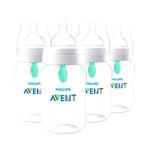 AVENT Philips Avent Anti-Colic Baby Bottle with AirFree Vent, 9oz, 4pk, Clear, SCY703/04
