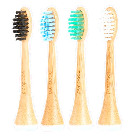 Ponpace Bamboo Electric Toothbrush Replacement Heads Compatible with Philips Sonicare, with Soft Plant-Based Bristle (Waved Soft Bristle)