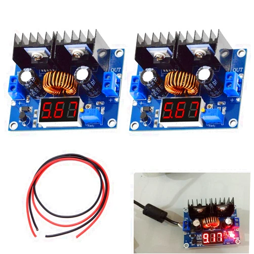 DAOKI 2Pcs XH-M404 Voltage Regulator Module DC 4-40V 8A Step-Down Regulator Converter DC XL4016 Xl4016E1 Digital PWM Adjustable DC-DC with Wire