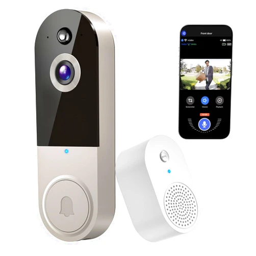 Lunelyx 1080P Video Doorbell Camera, Wireless Indoor/Outdoor Surveillance Camera, Cloud Storage, 2.4G WiFi Only, AI Human Detection, Instant Alert, Night Vision, Two Way Audio (Linen)