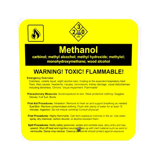Fastasticdeals Aluminum Square Metal Sign Multiple Sizes Methanol Carbinol; Methyl Alcohol; Hydroxide;Methylol Yellow Chemical Hazard & Labels All Over Weatherproof Street 12x12Inches