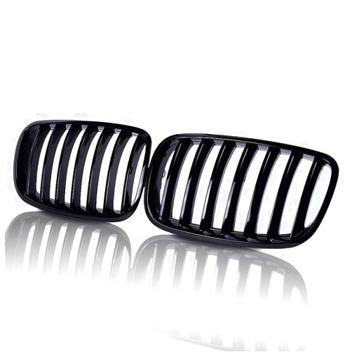 runmade Compatible with BMW 2007-2013 E70 E71 X5 X6 Front Bumper Kidney Grille Grill Glossy Black