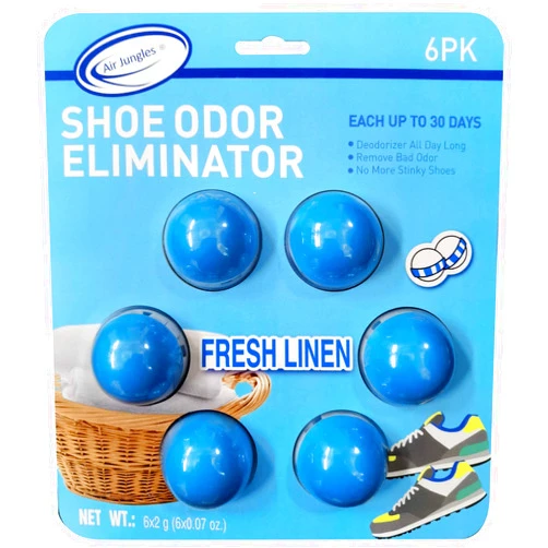 Air Jungles Odor Deodorizer Balls for Shoes, Gym Bags, Drawers, and Locker, Fresh Linen, Natural Tea polyphenols and Essential Oil Long Lasting Odor Eliminator Air Freshener Twist Ball