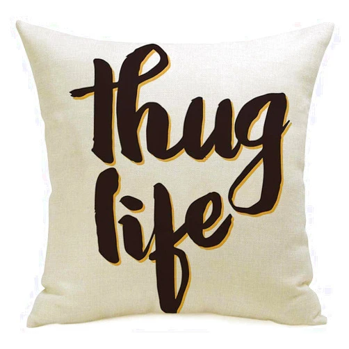 Starosept Decorative Throw Pillow Case Square Cushion Cover Thug Tattoo Print Vintage Message Shirt Life Glamour Ink Hand Written Isolated White Miscellaneous Linen Cozy Pillowcase Home Decor 16x16 Inches