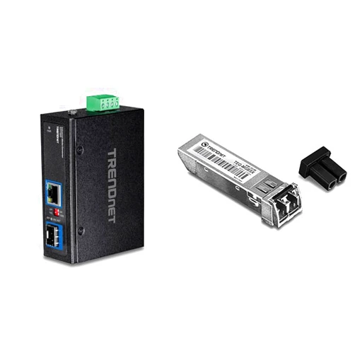 TRENDnet Hardened Industrial Gigabit Ethernet Media Converter and 550m Multi-Mode LC SFP Module Bundle