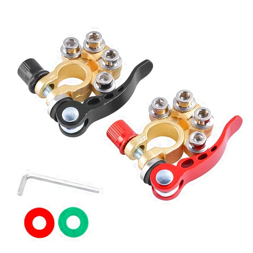 Moly Magnolia Battery Terminal Clamp Connectors, 2 Pcs 4 Way Quick Release Disconnect Car Battery Terminal for SAE/JIS Type A Posts, Compatible With Cars, Vans, Trucks and More