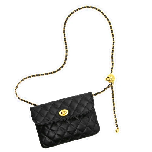 YAMEIZE PU Leather Chain Belt Bag for Women - Crossbody Waist Bag Fanny Pack Detachable Belt Chain Women Evening Mini Handbag