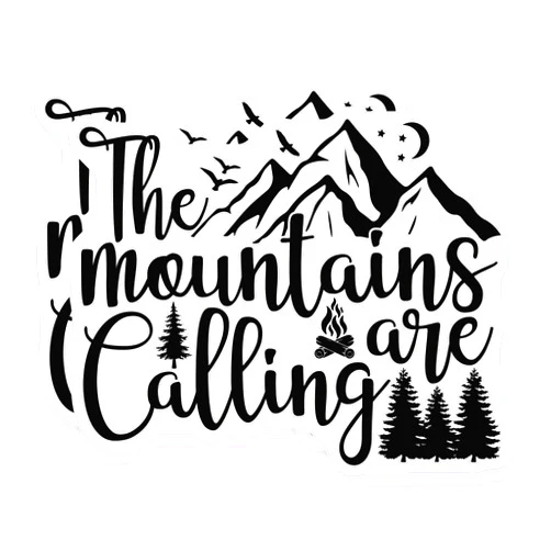INKHAUS The Mountains Are Calling Stickers - Outdoor Adventure Decals - Nature Wanderlust Explore - Hiking Camping Decal - 2 Pack - 5 Inch Design - Smooth Surface Vinyl Stickers - Printed in the USA - IHS2839