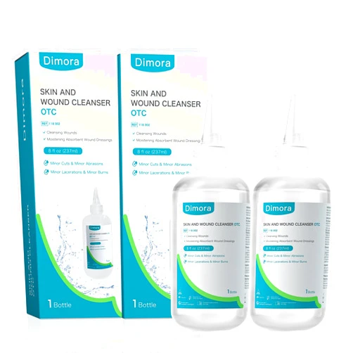 Dimora Skin and Wound Cleanser, OTC First Aid Antiseptic Cleanser,Moistening Absorbent Antibacterial Wound Dressings for Cuts, Abrasions, Lacerations, Burns, Skin Cleansing and Rinsing -2×8oz (16oz)
