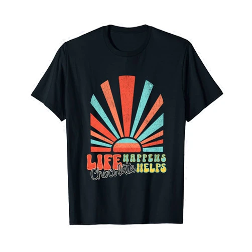 BizzyflyUSA Life Happens Chocolate Helps Retro Sweet Tooth Lover Candy T-Shirt