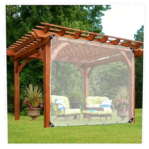 XFLOFE Clear Outdoor Curtain Waterproof Tarp Sheet, Dustproof Rainproof Tarpaulin with Eyelet for Gazebo Cover (Color : Clear, Size : 1.2x2m/3.9x6.5ft)