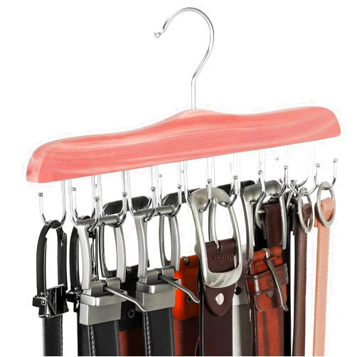 TOPIA HANGER Belt Hanger for Closet, Cedar Wooden Hangers with 20 Rotatable Hooks, Closet Organizers and Storage for Bra, Tank Top, Tie, Purse, Hat, Necklace- CT48U
