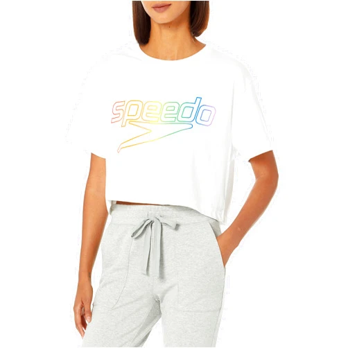 Speedo Women's T-Shirt Short Sleeve Crew Neck Vintage Crop