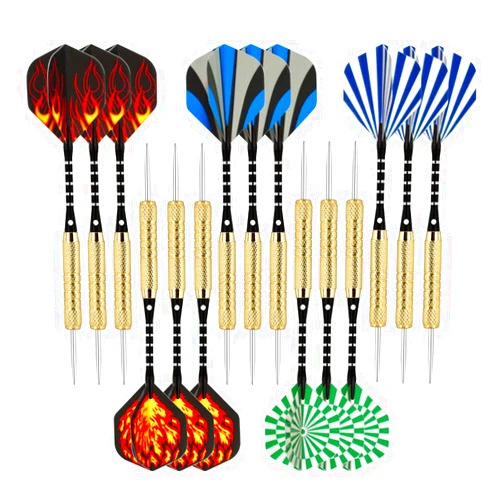 Wolftop 15 Pack Steel Tip Darts 18 Grams, Professional Darts Metal Tip Set with Aluminum Shafts, Standard Flights, Rubber O'Rings and Extra Dart Sharpener