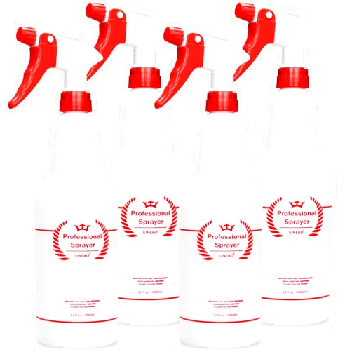 Uineko Plastic Spray Bottle (4 Pack, 32 Oz, All-Purpose) Heavy Duty Spraying Bottles Leak Proof Mist Empty Water Bottle for Cleaning Solution Planting Pet with Adjustable Nozzle and Measurements
