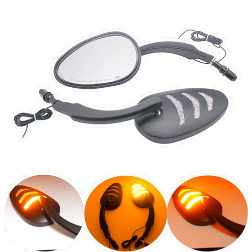 YOUNDERM Motorcycle Rearview Mirror With Sequential Integrated Arrow LED Turn Signal Light Side Mirrors for Harley-Davidson Bobber Cruiser Custom