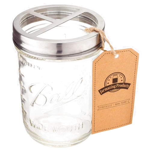 Jarmazing Products Mason Jar Toothbrush Holder - with 16 Ounce Ball Mason Jar – Made from Rust-Proof Stainless Steel