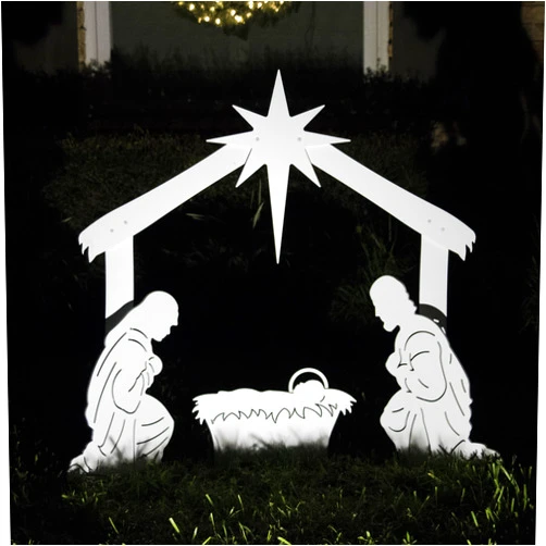 Teak Isle Outdoor Nativity Scene - Holy Family Yard Nativity Set. Made in USA, Durable Materials, Simple Assembly, Compact Storage. White. Solid Plastic.
