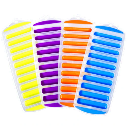 Ozera 4 Pack Ice Cube Trays, Narrow Water Bottle Ice Cube Tray Stick, Silicone Ice Trays for Freezer with Easy Push and Pop Out Material, Ideal for Sports and Water Bottles