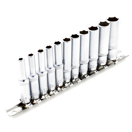 DAKCOS 11 Piece 1/4-Inch Drive Metric Deep Socket Set 4-13MM Lenth 50mm
