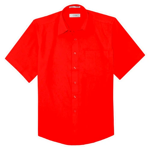 Covona Men's Short Sleeve Solid RED Color Dress Shirt