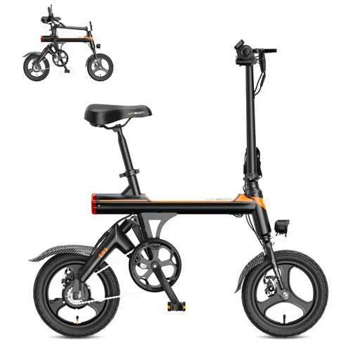 Jasion EB3 Electric Bike for Adults 21mph Folding Adults Electric Bicycles, 350W Brushless Motor, 36V 7.5Ah Battery, Center Suspension, 3 Levels Assist, 14