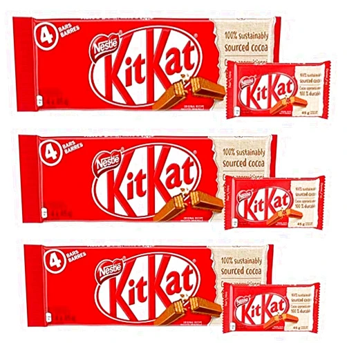 Chocolate KIT KAT 4 Finger Milk Chocolate Multipack 4x45g, 3-Pack (Imported from Canada)