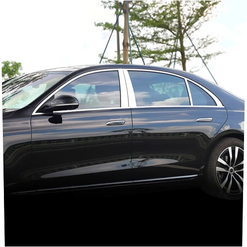 Generic Fit for Mercedes Benz S Class W223 S580 S560 S450 S500 S63 AMG Accessories S580e 6Pcs Stainless Steel Chrome Pillar Post Trim Cover Exteriors Accessories