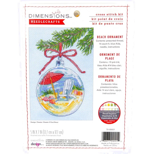 Dimensions Beach Ornament Christmas Counted Cross Stitch Kit, 5