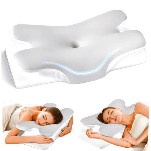 Tujami Cervical Neck Pillow for Pain Relief -Ergonomic Side Sleeper Pillow for Sleeping, Contour Memory Foam Pillows for Neck Support, Cooling Orthopedic Bed Rest Pillow for Back and Stomach Sleepers